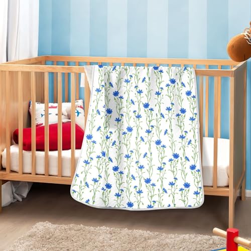 Image of Wild Meadow Flower Baby Swaddle Blanket for Boys and Girls, Cornflower Field Muslin Baby Receiving Swaddle Blanket, Soft Cotton Nursery Swaddling Blankets for Newborn Toddler Infant, 30x40 in