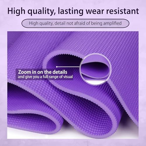 Image of Yoga mats Exercise Mat Anti-Skid Water /Dirt Proof Lightweight easy to Carry for home and gym workouts for men women children with Carry Strap (2fts x 6fts) (6mm Thickness) (PURPLE)