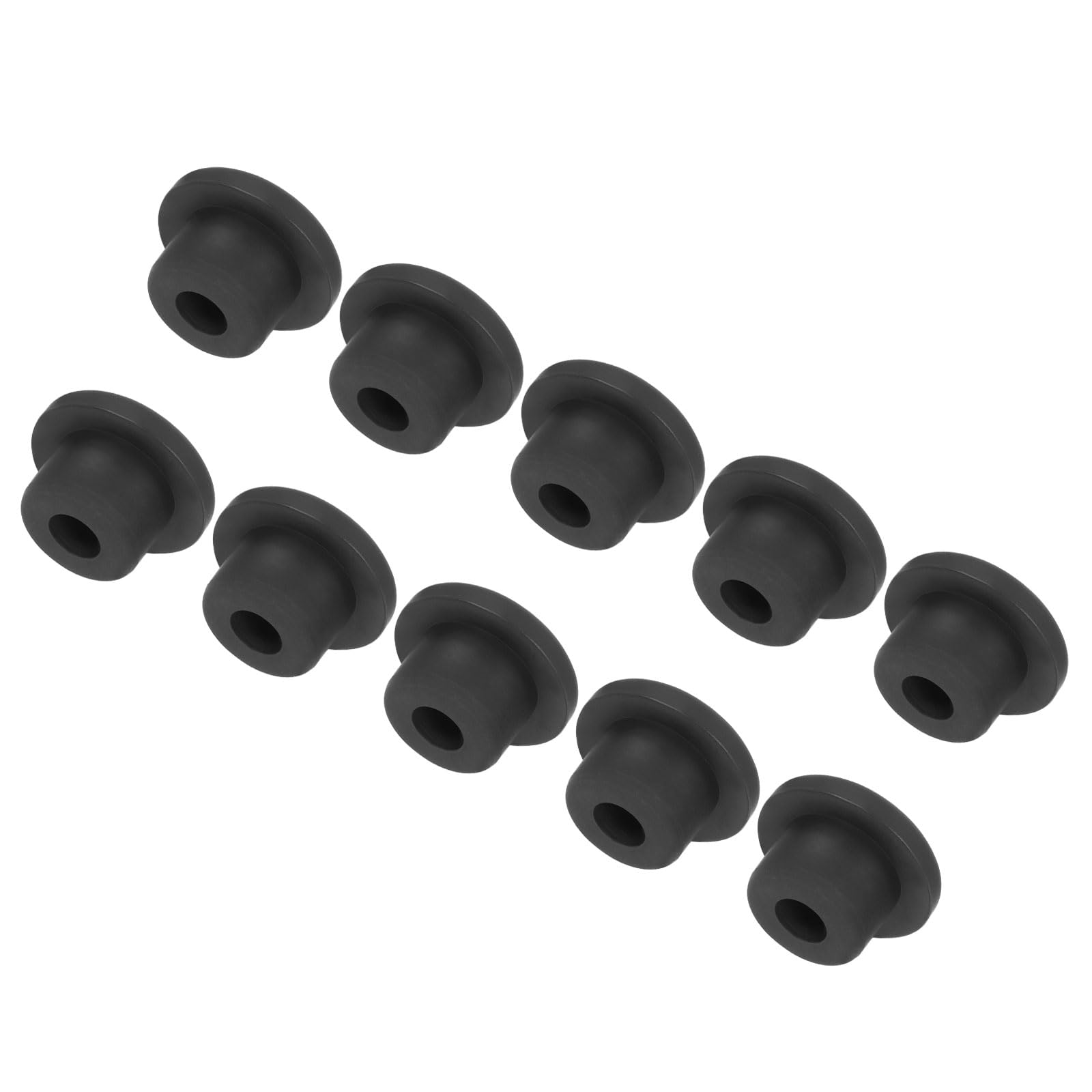 UXCELL High Temp Silicone T Shaped Rubber Stopper Hole Plugs - Dia 16mm/0.62 inch, Black, Pack of 10 (OD 24mm) - Waterproof &amp; Sealing Plugs for Powder Coating &amp; Plating