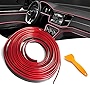 Car Interior Trim Strips, 33ft Car Decoration Door Dashboard, Universal Electroplating design cInterior Trim Accessories with Installing Tool (Red)