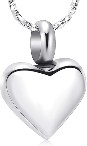 Imrsanl Collar de urna de corazón pequeño para cenizas, joyería de cremación para mujer, colgante de acero inoxidable, soporte conmemorativo para