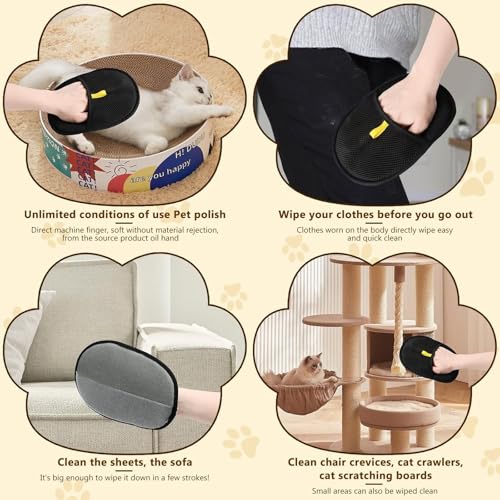 Lonnalee Fellmagnet Handschuhe Doppelseitig für Hunde & Katzen, Fellhandschuhe Fingerlos Katze, Wiederverwendbare Fell Magnet Handschuhe Für Haustiere, Kleidung, Sofa
