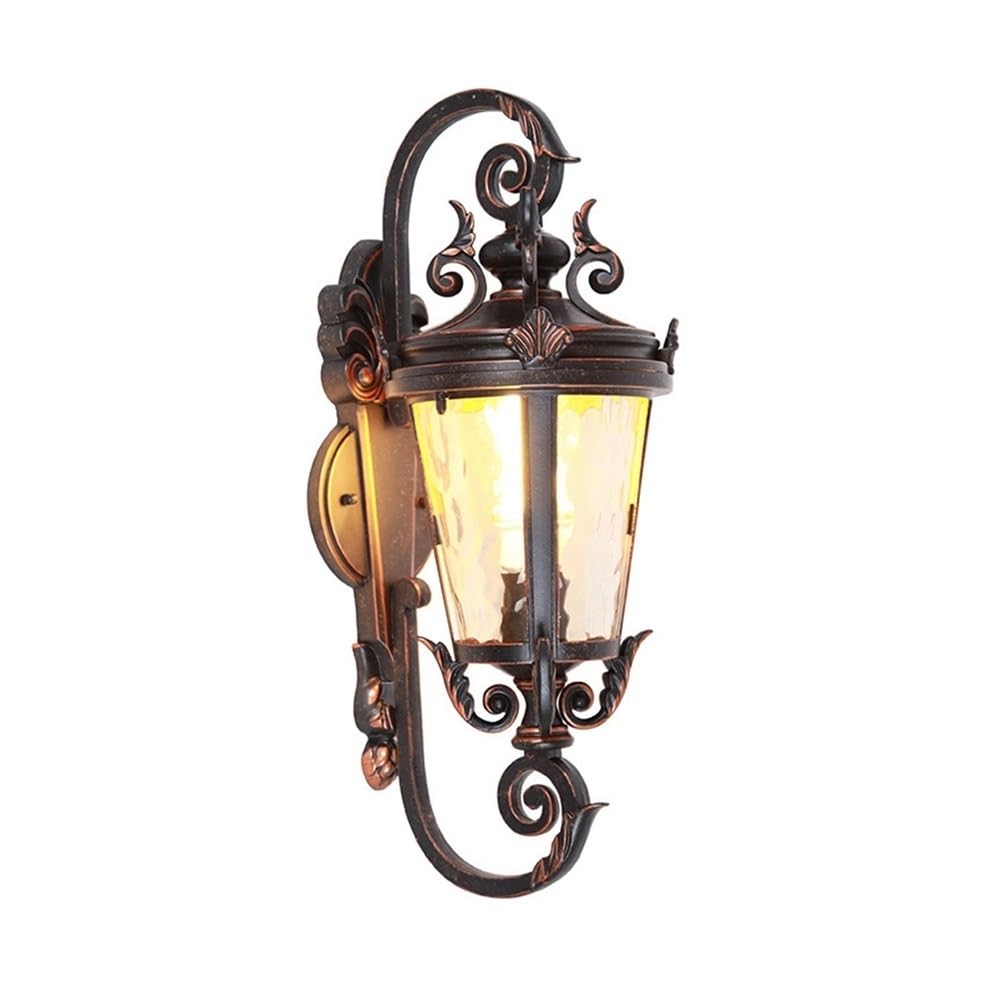 OZBMA European Style Retro Wall Lamp Water Glass Shade Light Outdoor Aluminum Sconce for Garden Villa Corridor Terrace External(48cm/18.9in)