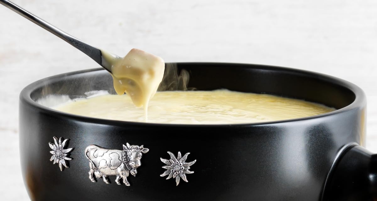 Kuhn Rikon Service à Fondue en Argile Blanche 23 cm pour Induction