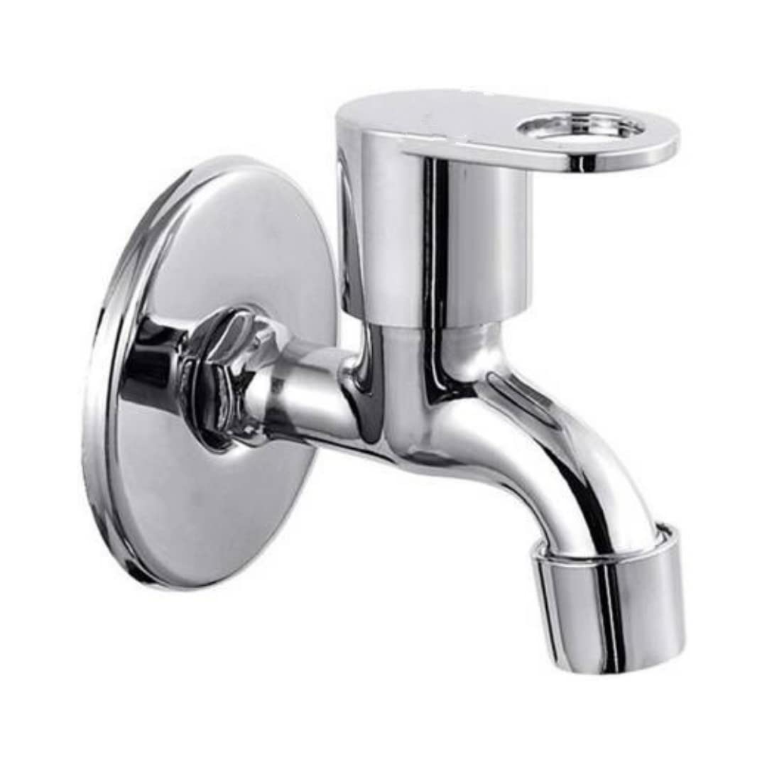 Cossimo Stainless Steel Max Bib Cock Short Body for Bathroom, Chrome, Silver (1/2" Inch, 13mm) - Set of 1