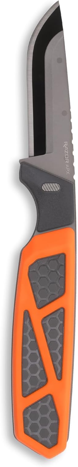 OUTDOOR EDGE Razor APX 3" Replaceable Hunting Knife with 3 Black Drop Point Blades, 1 Gutting, 2 Caping & 1 Saw Blade - Compact Skinning & Boning Knife