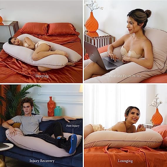 Image of Safe Multifunctional Microfiber U Shaped Pregnancy Pillow /Maternity Pillow. (Pink-U-PIPEN-2)