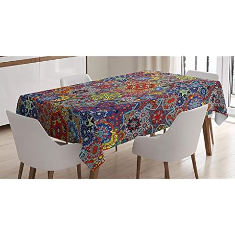 ABAKUHAUS Batik Mantele, Combinado anidado Paisley, Resistente al Agua Lavable Colores No Destiñen Personalizado Cover