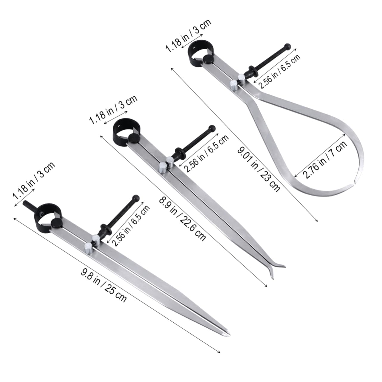 NAMOARLY Precision Measurement Tool Set 8-inch Caliper Dividers Id Od Measuring Spring Lock for Steel