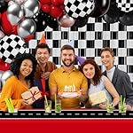 Race Car Balloon Garland Arch Kit Birthday Party Decorations, Black White Checkered Foil Fringe Curtains Backdrop Tinsel Streamer Photo Booth Props Racing One Happy Dude Party Decor Favors Supplies - Image 5