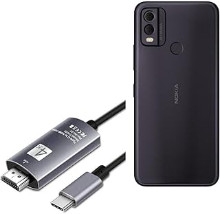 BoxWave Cable Compatible with Nokia C32 - SmartDisplay Cable - USB Type-C to HDMI (6 ft), USB C/HDMI Cable for Nokia C32 - Jet Black