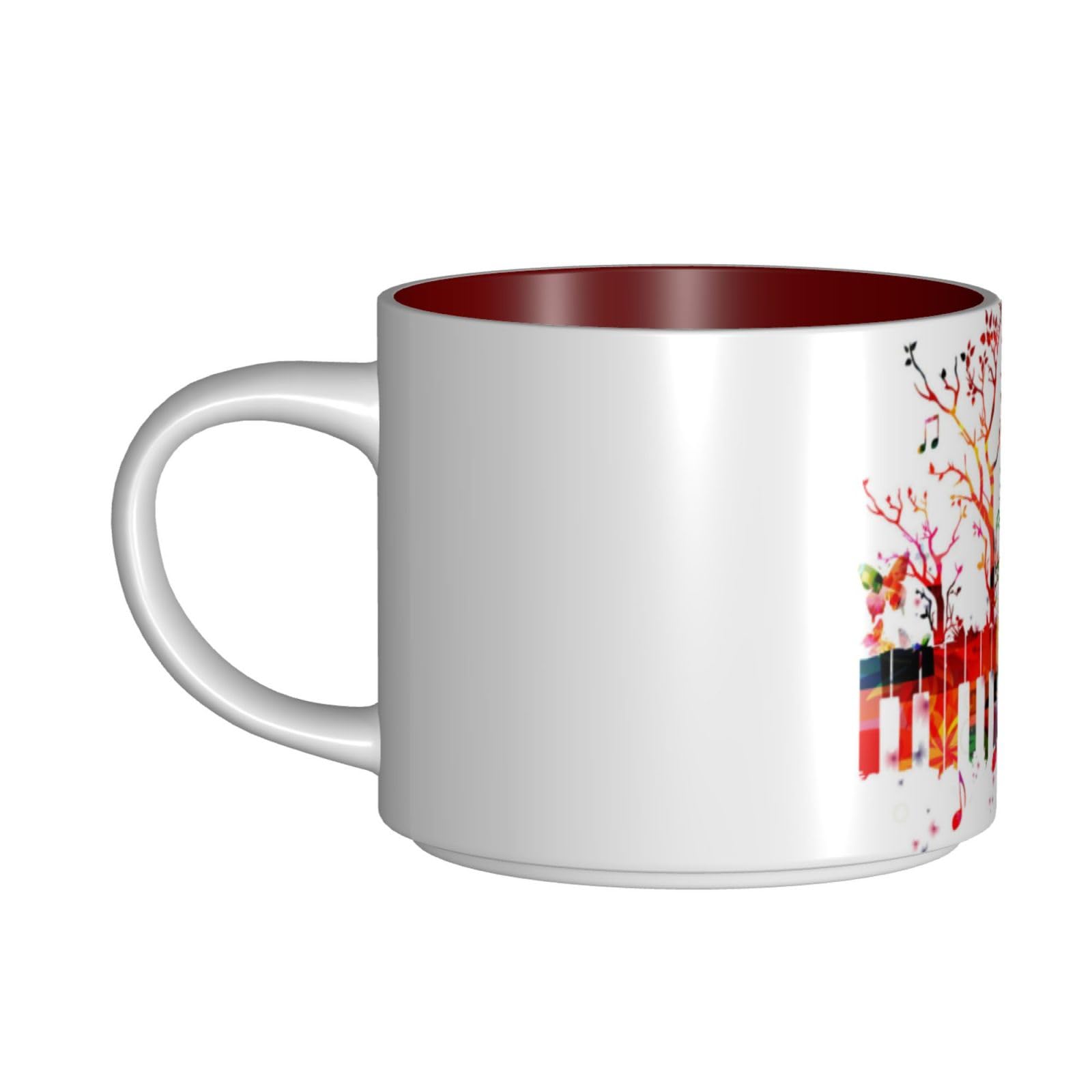 Bunte Klaviertastatur-Musiknoten-bedruckte große Keramik-Tassen Kaffeetasse