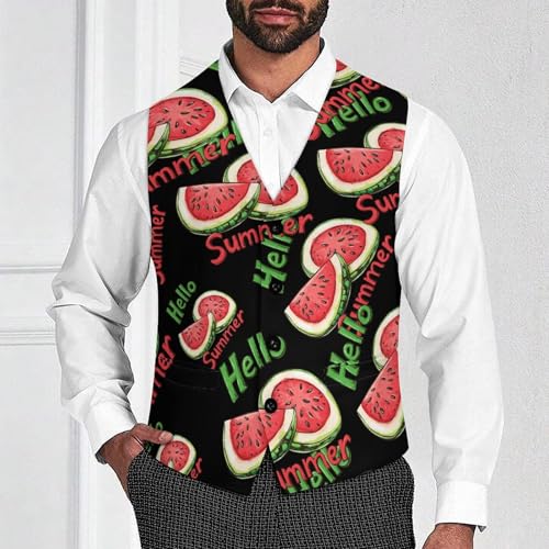 Watermelon Men's Suit Vests Business Formal Dress Vest V-Neck Waistcoat for Wedding Casual2