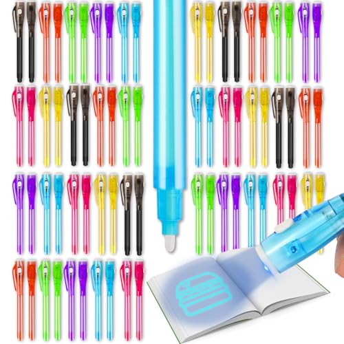 Daemson 70PCS Invisible Ink Pens with UV Light – 7 Colors Spy Pens for Secret Messages – Fun Party Favors, Halloween, Christmas, Stocking Stuffers, Treasure Hunt, Classroom & Birthday Gifts