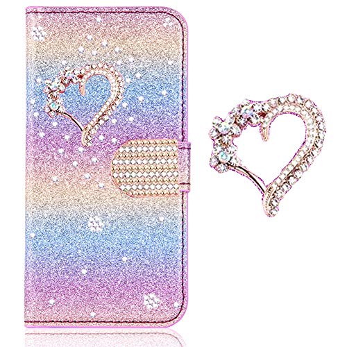 Purse Loves Bling Diamond Compatible with Samsung J5 2017,Glitter Magnetic Closure Stand Function Flip Kickstand Book Wallet with Card Slot Holder Protective Cover