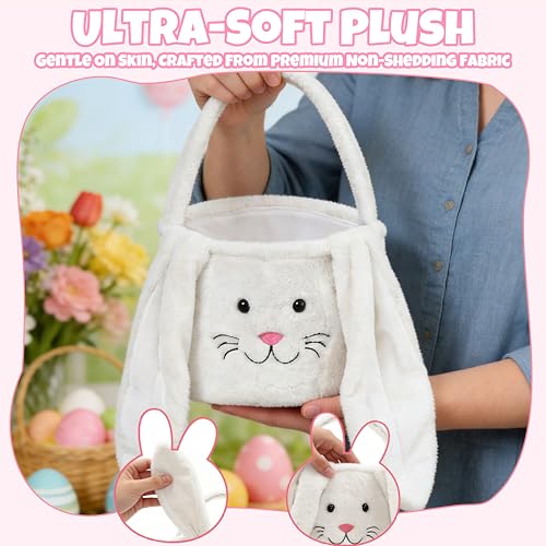 Image of Plush Easter Basket, Bunny Easter Buckets, Easter Bags & Tote Bags for Kids Presents Easter Egg Decorations Candy