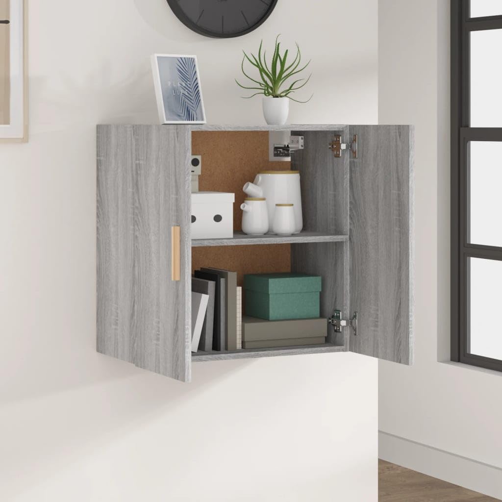 Armadio da parete grigio Sonoma, 60 x 30 x 60 cm, in legno, per cucina, buffet, dispensa, soggiorno, camera da letto, studio, ripostiglio