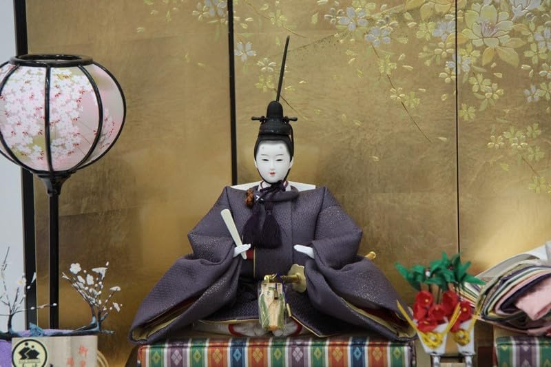 雛人形 親王平飾り 平安寿峰 京雛殿 沙羅 京十番 有職唐織 紫 hn368