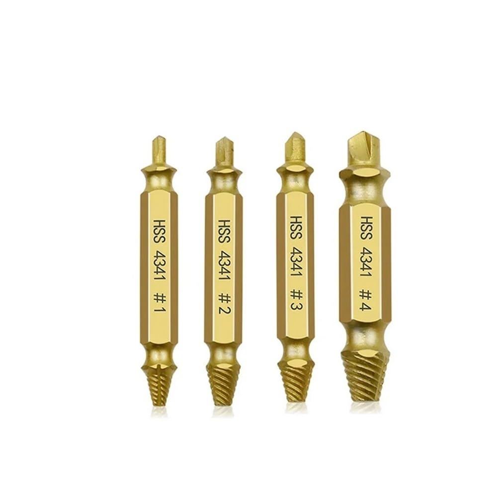 Ruxyoie 4Pcs(Gold) Hss Screw Extractor Set Hex Shank #0-#4 Silver
