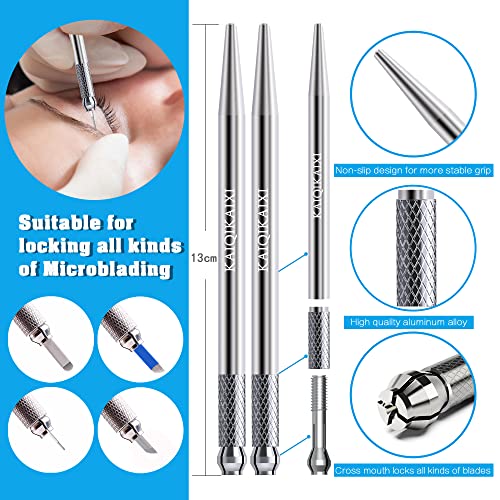 Microblading-Pens-Silver-10-Piece-Light-Manual-Tattoo-Eyebrow-Pens-For-Permanent-Makeup-Supplies-Durable-Aluminum-Pen-With-Lock-Pin-Tech-Ergonomic-Gift10-round-needles10-Oblique-needle