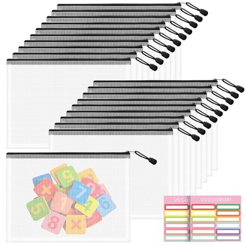 Image of 20pcs Mesh Zipper Pouch Bags, B5 Sizes Zipper Pouch, Mesh Bags with Zipper, Plastic Zipper Pouches for Organizing, Puzzles, Travel, School Office Organize