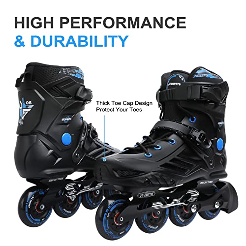 Image of Inline Skates for Women Men, Outdoor Street Blades Roller Adult Male Female, Professional Fitness Roller Skates Blades for Unisex (Black&Blue) Men7.5 /Women8.5 /27cm