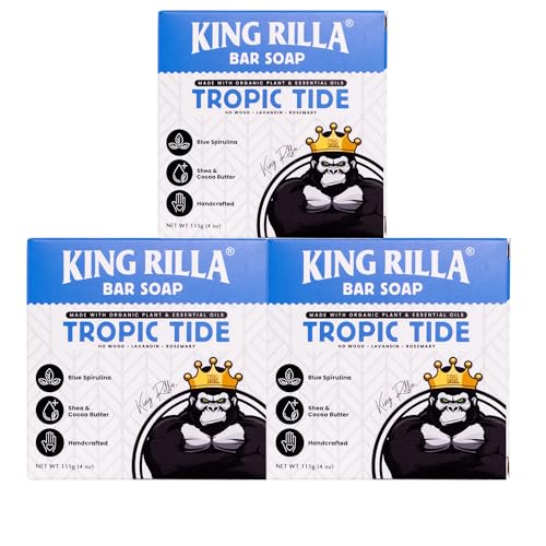 Image of Organic Cold Process Soap Bars for Men, Moisturizing Body Wash 3-Pack | Handcrafted Detoxifying Skincare Set Lasts 3X Longer, USDA Organic, Sulfate & Paraben Free, 3 x 4 oz Tropic Tide
