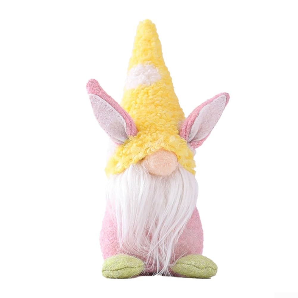 Emiif Easter Mounting Dolls With White Whiskers For Commercial Win-dow, Product Counters, Family Gatherings, Office Decorations, Fireplaces(Yellow rabbit)