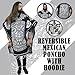 Leos Imports Traditional Reversible Color Mexican Poncho Gaban with Hoodie & Aztec Calendar Design for Men and Women - One Size (Black)