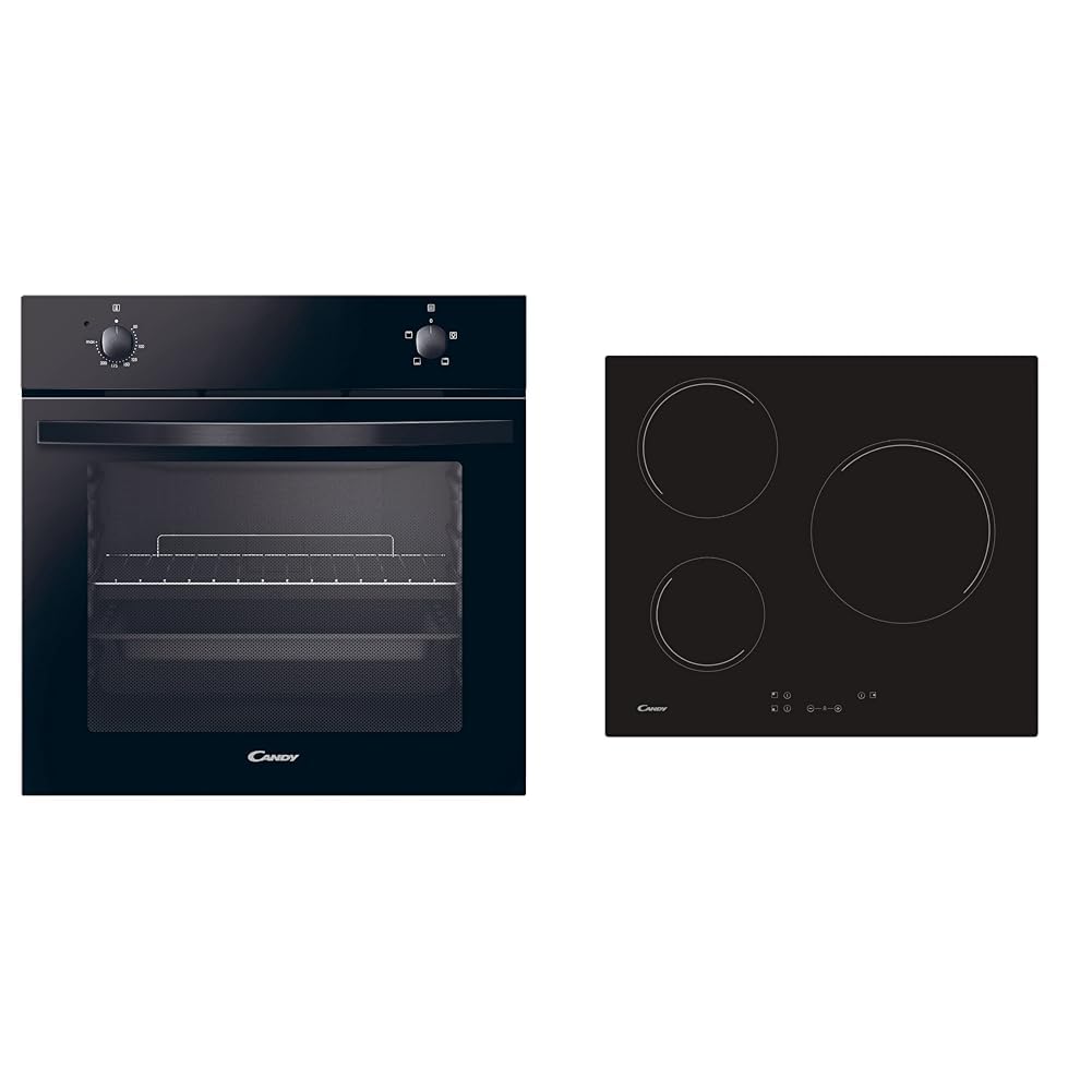 Candy Idea FIDC N100, Horno 70L, 1 Bandeja y 1 Rejilla, Limpieza Aquactiva, 4 Funciones & CH63CC, Placa Vitrocerámica, 3 Zonas, 60CM, 10 Niveles de Potencia, 5,5KW, Mandos Centrales