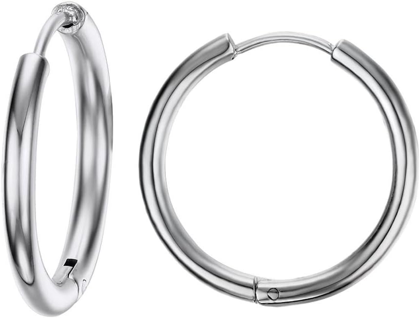 UMtrade Hip Hop Stainless Steel Mens Womens Endless Hoop Earrings for Cartilage 20mm