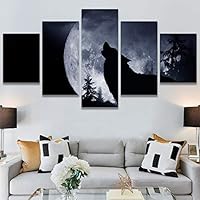 SIGNWIN 5 Panel Canvas Wall Art Modern Art Animals Colorful Decorative Elements Multicolor Photography Silhouette for Home Decorations Ready to Hang - 60