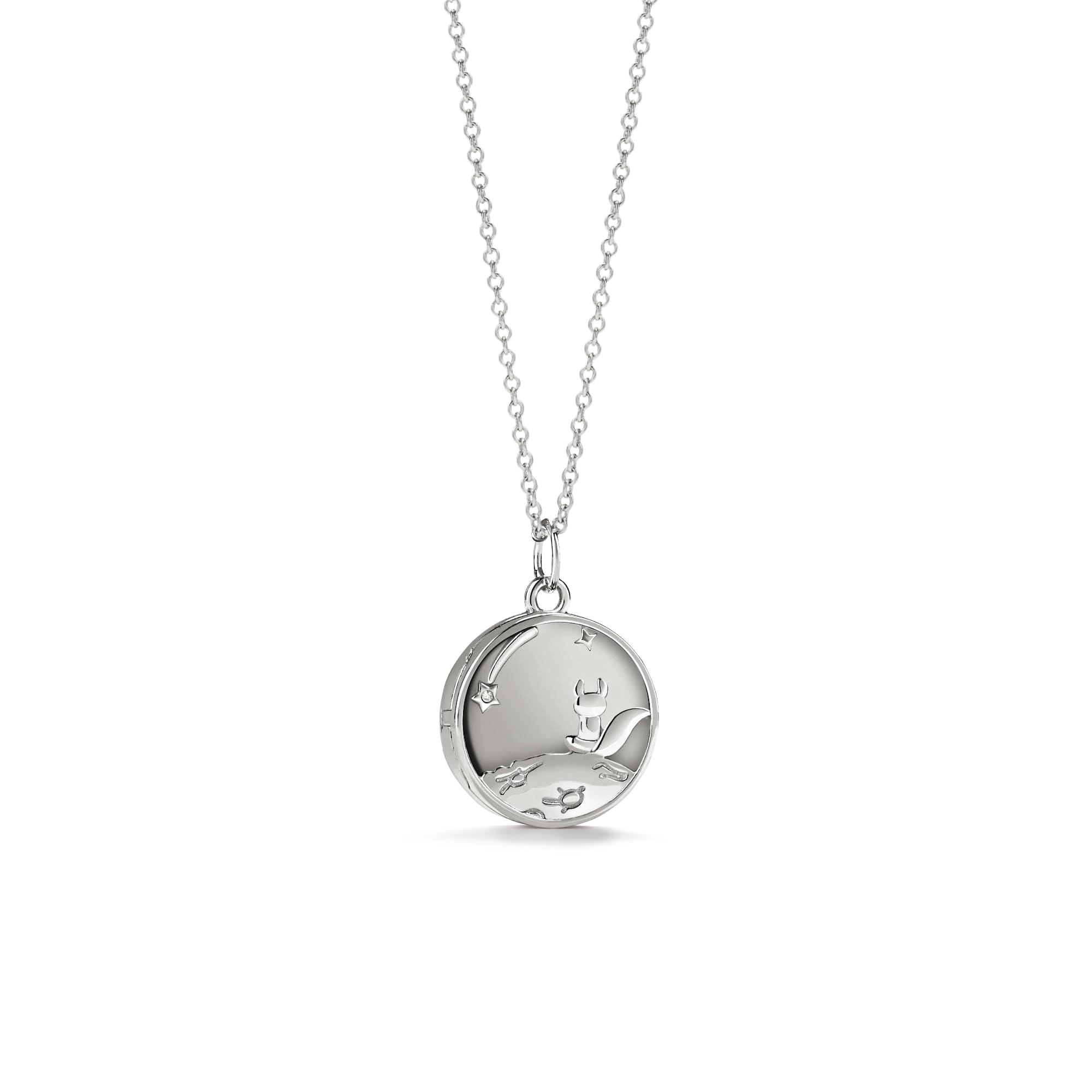 PERIMADE Collana con medaglione personalizzabile con immagine per donne, medaglione personalizzato con volpe piccolo principe che contiene foto, gioielli commemorativi in argento Sterling 925