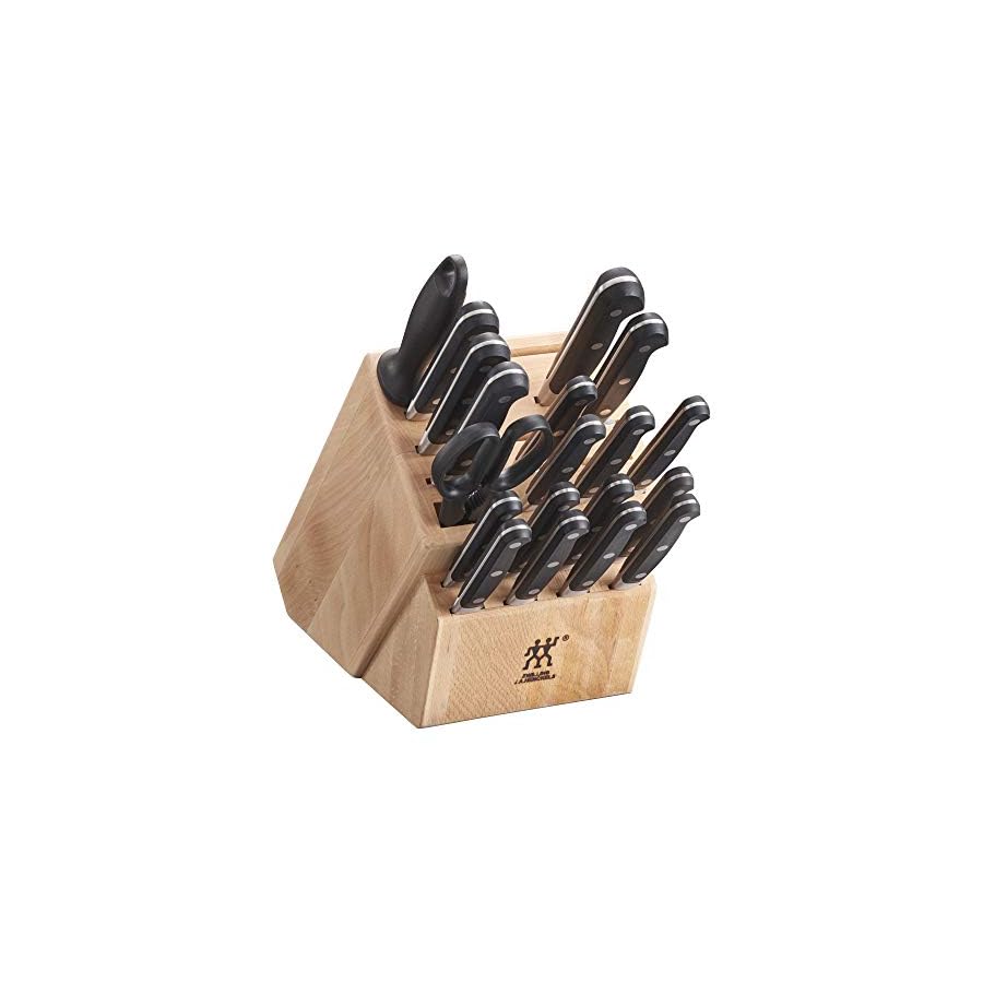 ZWILLING-JA-Henckels-Knife-Block-Set-Black ZWILLING Professional S 20-Piece Razor-Sharp German Block Knife Set, Made in Company-Owned German Factory with Special Formula Steel perfected for almost 300 Years, Dishwasher Safe