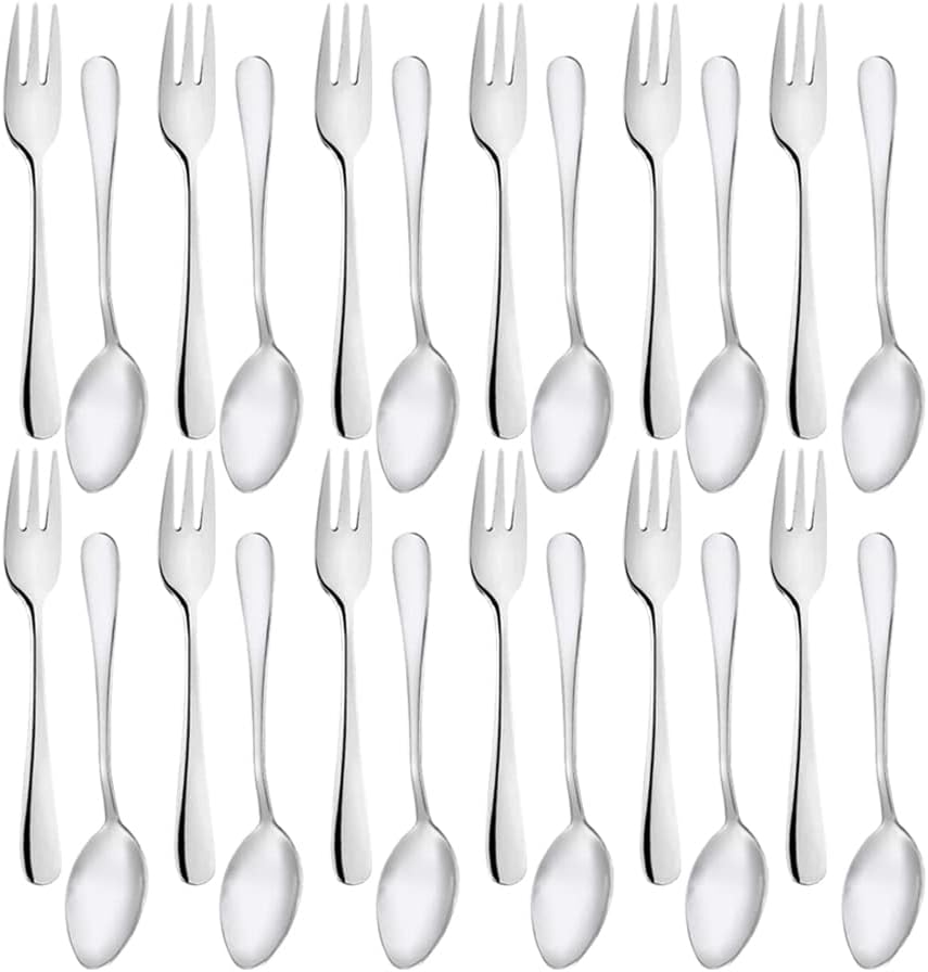 Snamonkia Small Appetizer Forks and Demitasse Spoons
