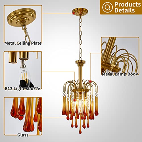 Wabon Gold Pendant Light, Gold Chandelier For Dining Room, Modern Crystal Pendant Light Fixture For Kitchen Island Living Room #TOP5