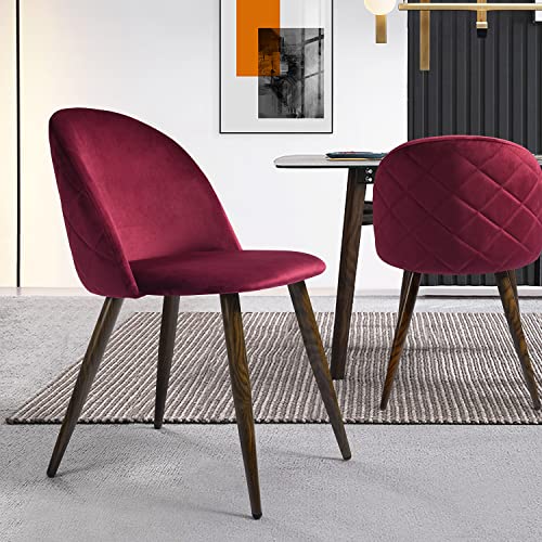 HOMYLIN Lot de 2 chaises à Manger Style scandinave en Velours Rose, Bois d'ingénierie Métal Polychlorure de Vinyle, 49,5×45,5×H77,5cm Cover