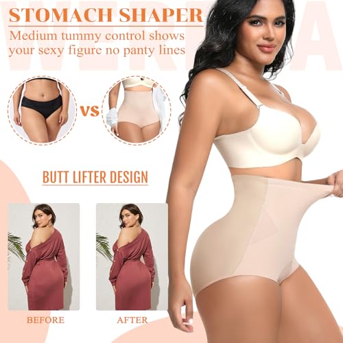 Image of Werena Tummy Control Shapewear for Women High Waisted Body Shaper Panties Seamless Shaping Underwear Panty Girdle
