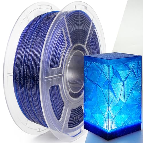 Image of IEMAI Glitter Clear PETG Filament 1.75mm Blue 1KG, Sparkly Transparent Finish 3D Printer Filament, Easy to Print for Lampshades, Home Decor & DIY Models