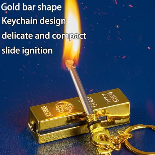 Encendedor QXQXI metálico con llavero dorado miniatura 2