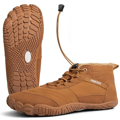 PAULGOS Barfußschuhe Winter gefüttert Herren und Damen wasserabweisend Gr. 37 braun
