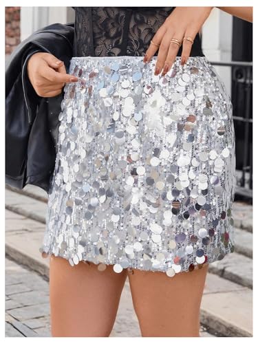 MakeMeChic Women's Plus Size Mini Skirt Sparkly Sequin Summer Party Y2K Short Skirts4