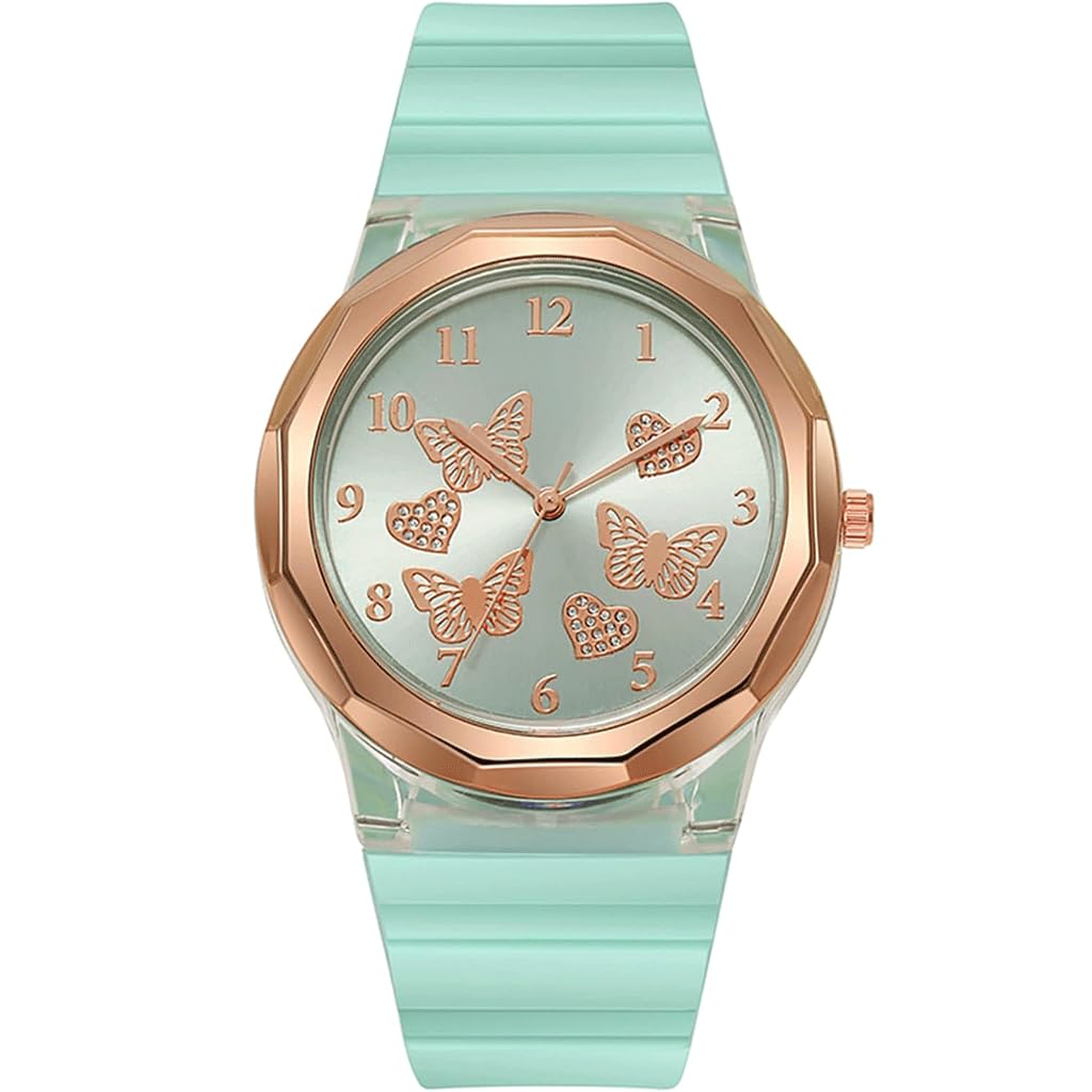 Ozlmbern Women's I Watch Student Jelly Trendy Watch Fashion Butterfly Silicone Quartz Watch Watch Easy To Read