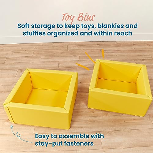 Image of ECR4Kids SoftZone Play Patch Toy Bins, Beginner Playset, Yellow, 2-Pack