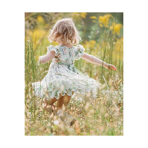 Girl Dress, Embroidered Floral Heirloom, Lace Crew Collar, Puff Sleeve, Cotton Kids Casual Clothing… - Image 8