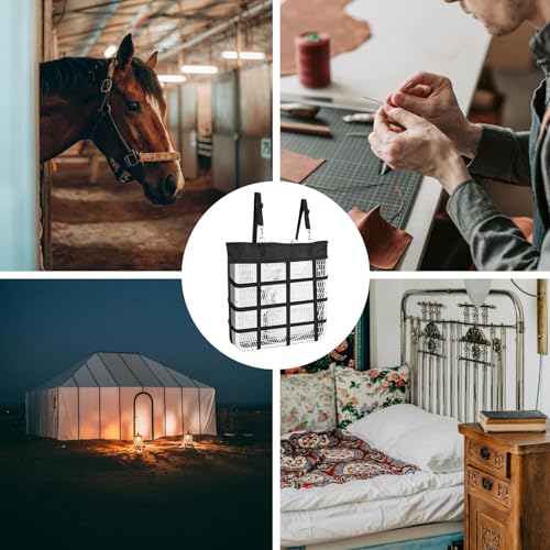CATOTEL Hanging Web Horse Fan Holder Adjustable Fixing Box Fan Holder Horse Stall Classic Fan Bag Sturdy Stable Supplies for Outdoors Stables Farms 20\" L x 20\" W (Black-1pack)