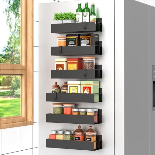 Amazon.com: SEYHAKI Magnetic Spice Rack for Refrigerator 4 Packs Super ...