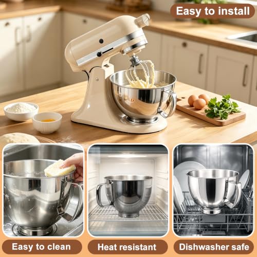 5QT Stainless Steel Mixing Bowl with Handle for KitchenAid Stand Mixer - image 7