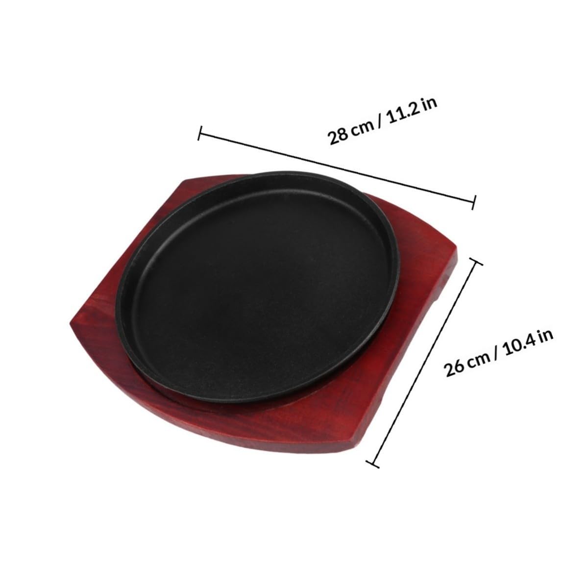 Healifty Rundes Bratblech 24cm aus Eisen und Holz Antihaftbeschichtet