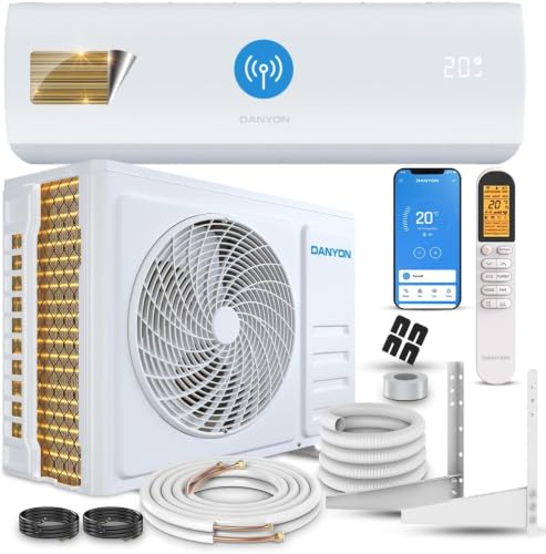 Danyon Klimaanlage Split - 12000 BTU - 3 4 kW Selbstreinigung leise Smart Home Inverter Klimagerät mit Heizfunktion Splitgerät vorgefüllt mit R32 Kältemittel Timer bis 60 m2-5m Set (12000 BTU)